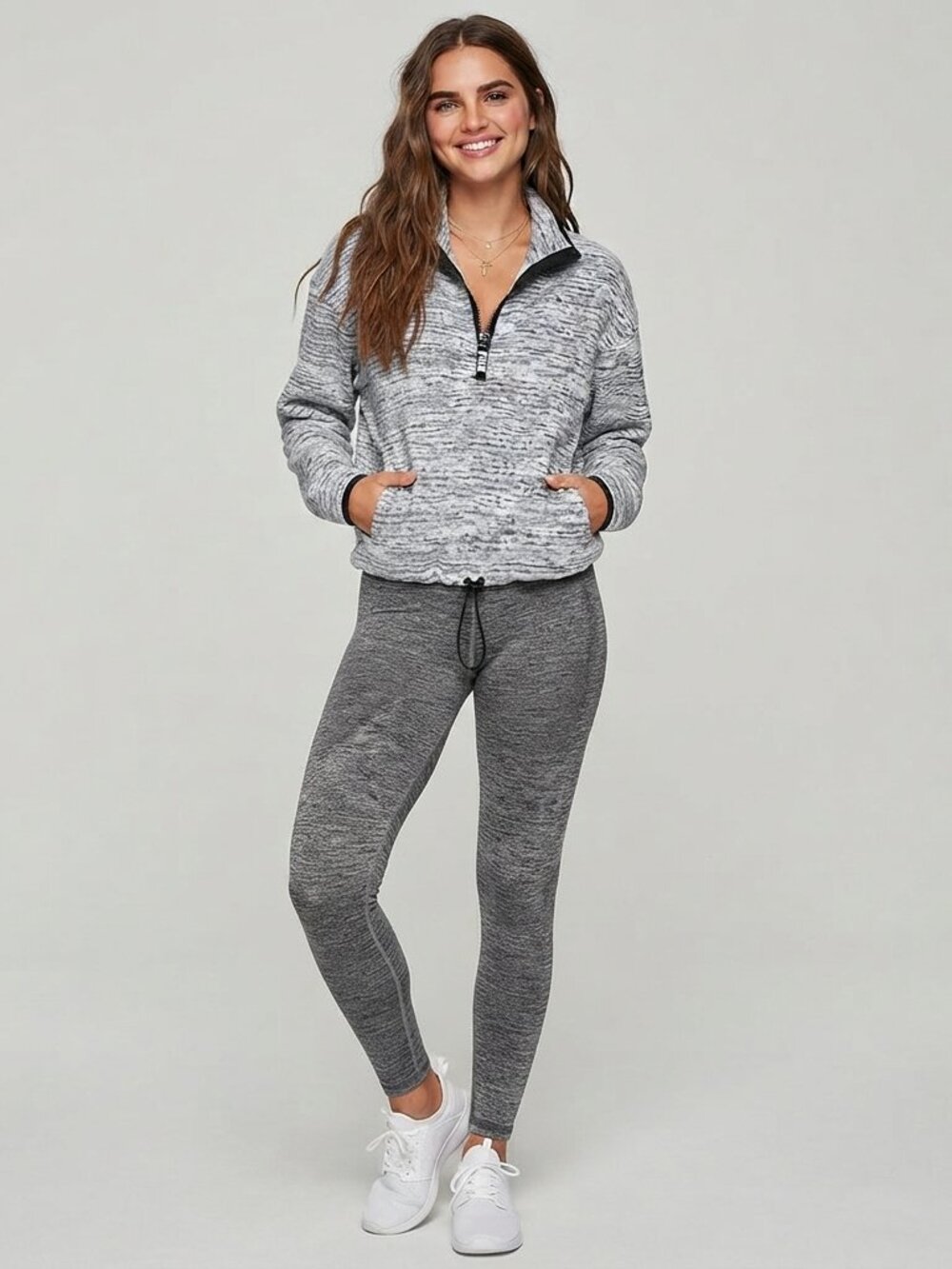Victoria's Secret PINK Space-Dye Cozy Quarter-Zip Pullover L